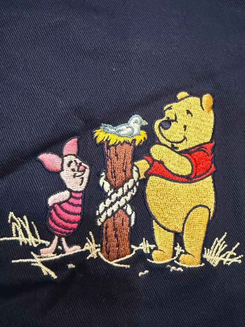 Disney Store Winnie The Pooh Piglet Navy Drawstring Backpack Embroidered Bag